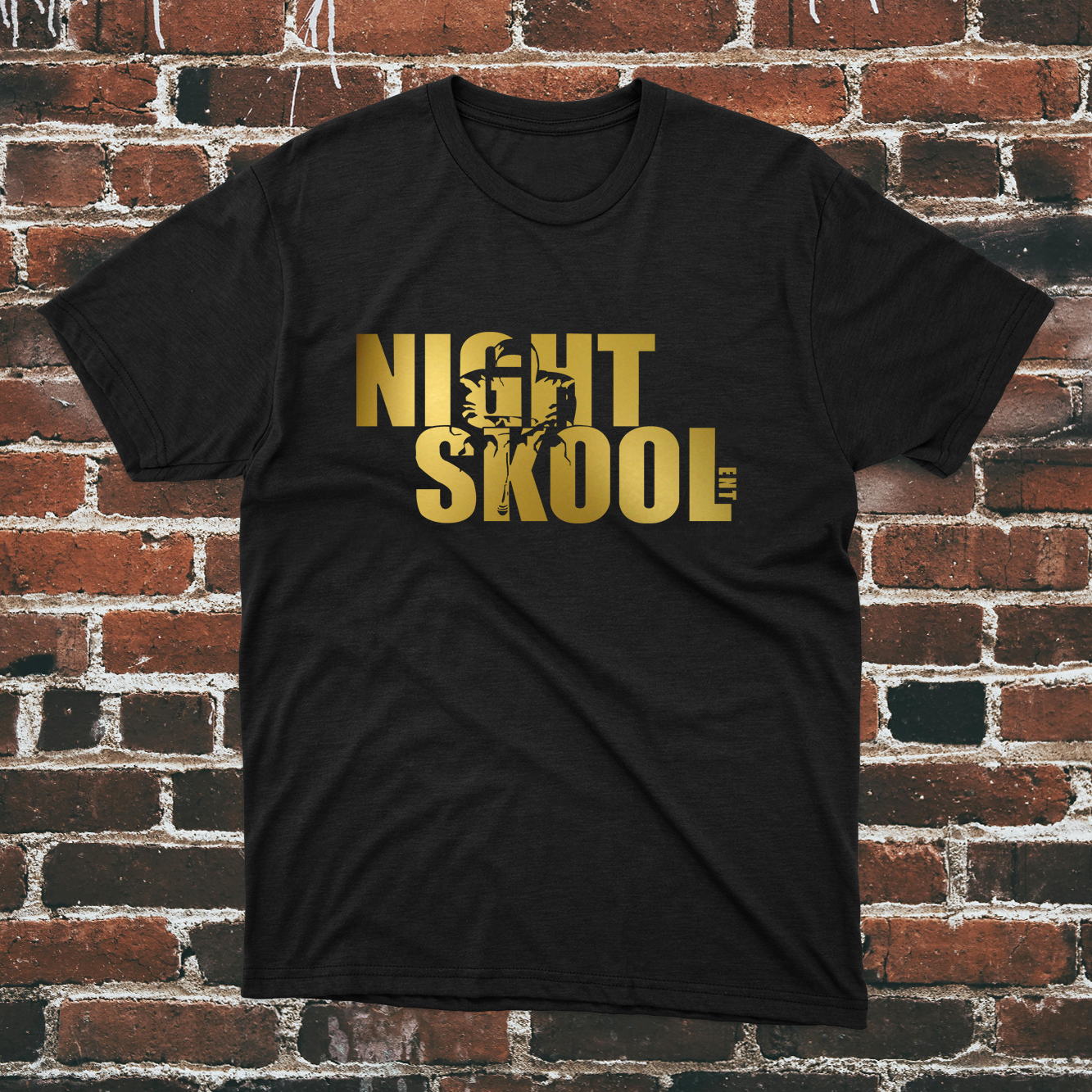 NightSkool Ent. Black T-Shirt with Gold Print