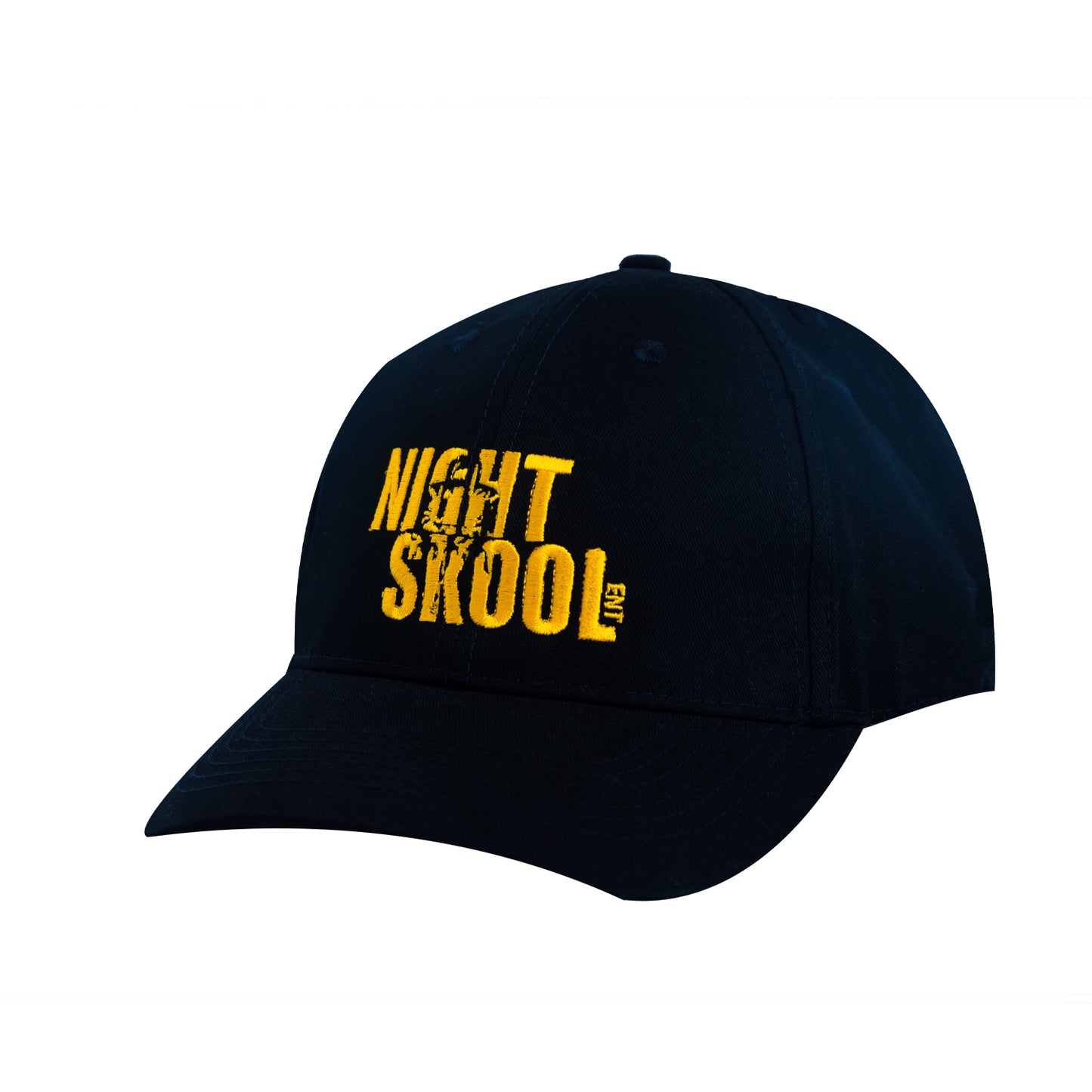 NightSkool Ent. Black Fitted Cap with White Print